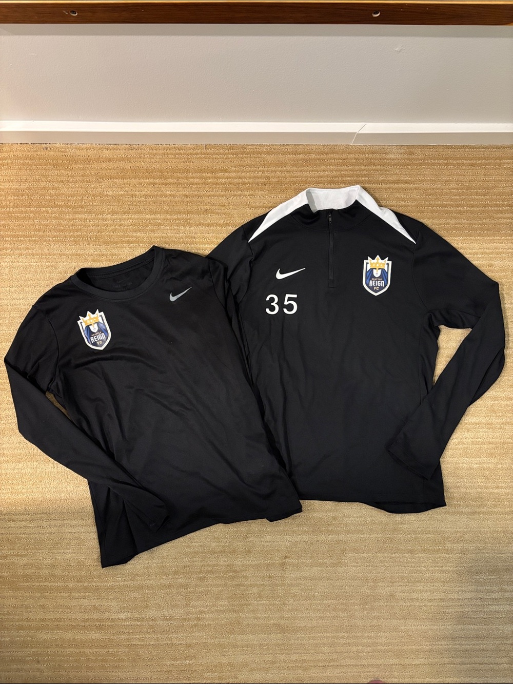 Seattle Reign FC Nike Black Long Sleeve Soccer Tops, 2-pack, Size Women’s Small